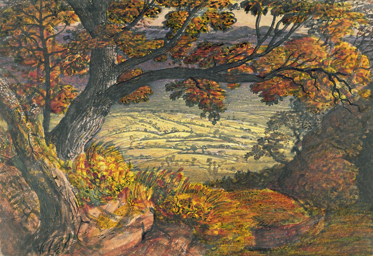 肯特的威尔德，c.1827-28（wc und gouache on paper） 作者 塞缪尔·帕尔默（Samuel Palmer）