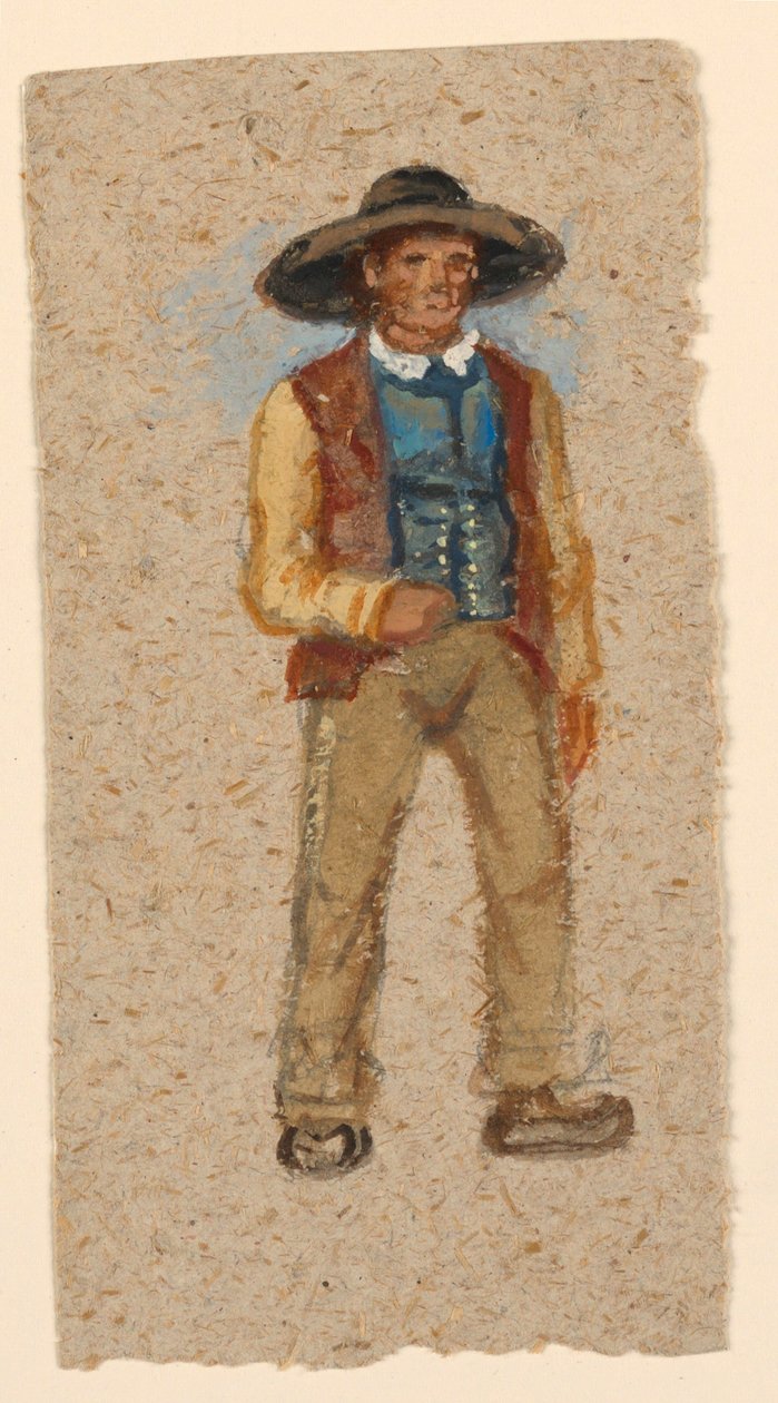 素描法国农民，1874 年 作者 塞缪尔·科尔曼（Samuel Colman）