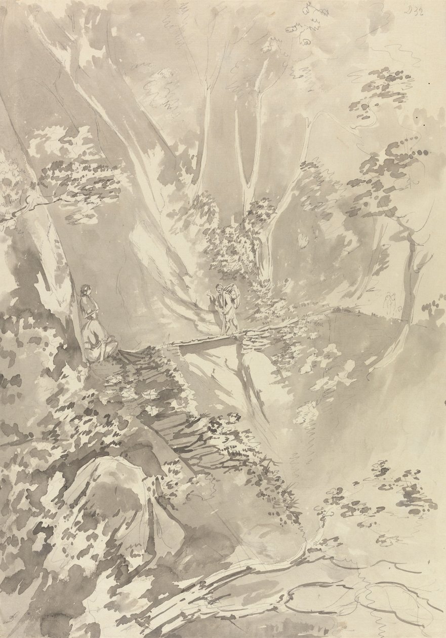 穿越峡谷桥梁的人物 作者 塞缪尔·戴维斯（Samuel Davis）