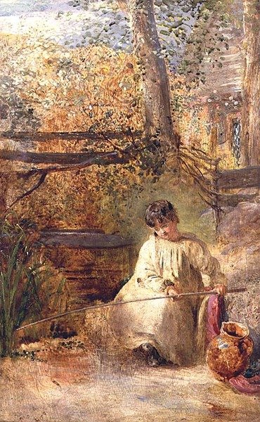 一个钓鱼的男孩 作者 塞缪尔·帕尔默（Samuel Palmer）