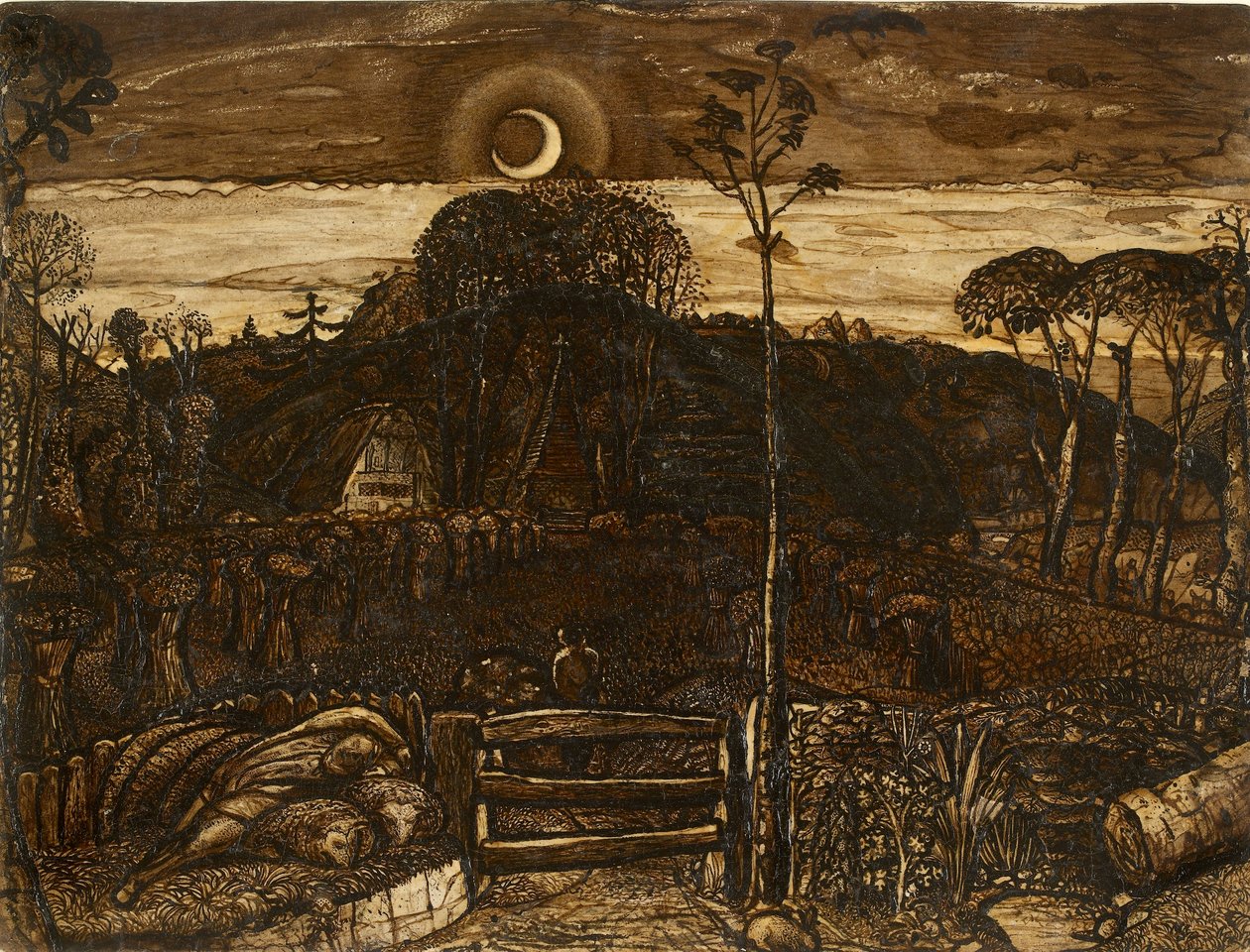 暮色降临，1825年 作者 塞缪尔·帕尔默（Samuel Palmer）