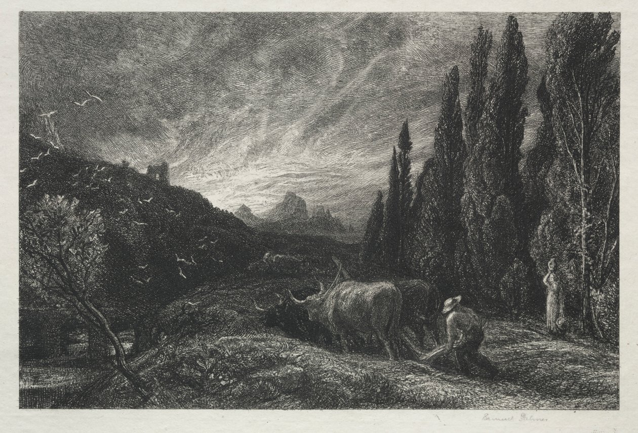 早期的耕种者。 作者 塞缪尔·帕尔默（Samuel Palmer）