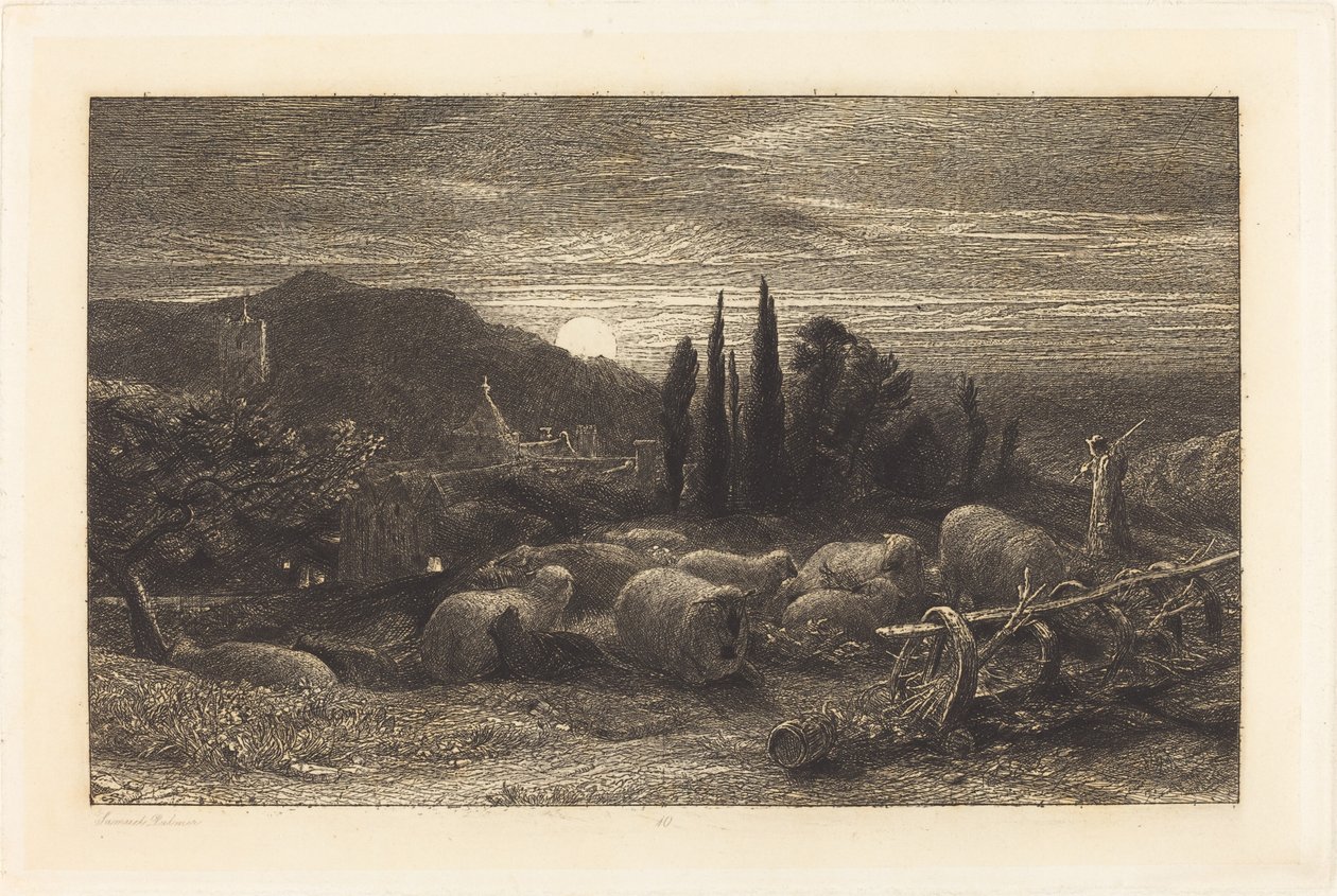 升起的月亮 作者 塞缪尔·帕尔默（Samuel Palmer）