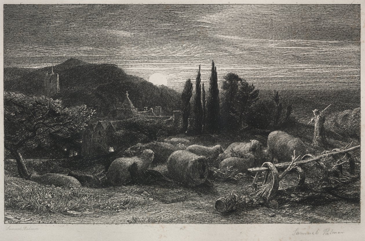 升起的月亮 作者 塞缪尔·帕尔默（Samuel Palmer）