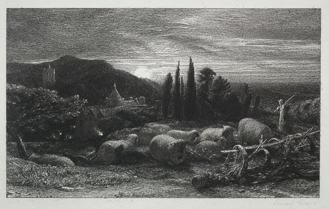 升起的月亮 作者 塞缪尔·帕尔默（Samuel Palmer）