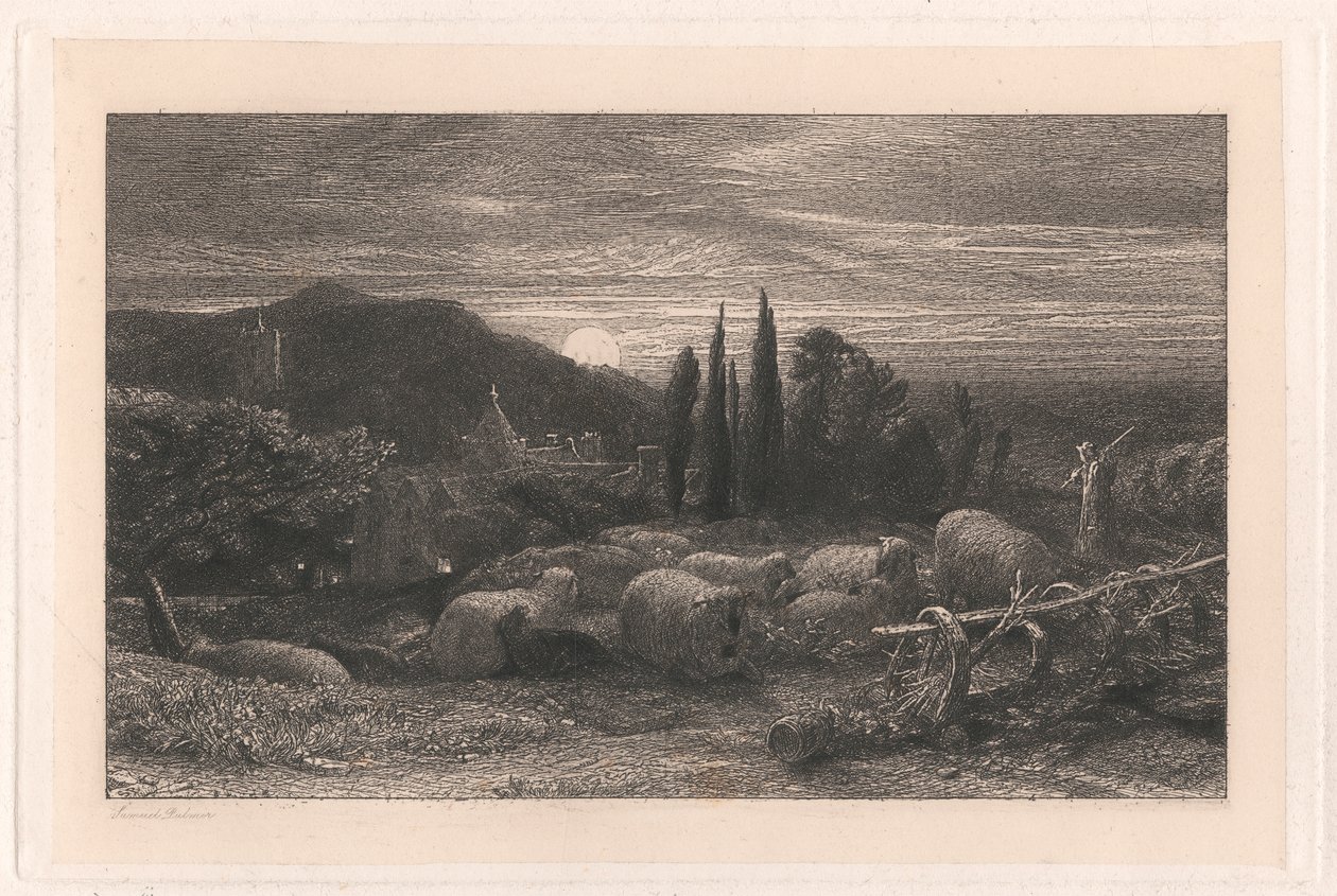 升起的月亮 作者 塞缪尔·帕尔默（Samuel Palmer）