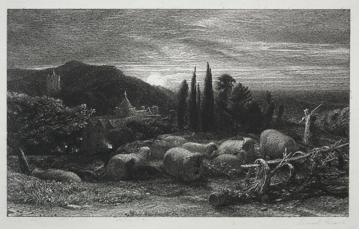 1857年的月亮升起。 作者 塞缪尔·帕尔默（Samuel Palmer）
