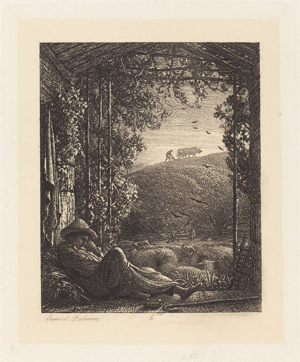 沉睡的牧羊人；清晨 作者 塞缪尔·帕尔默（Samuel Palmer）
