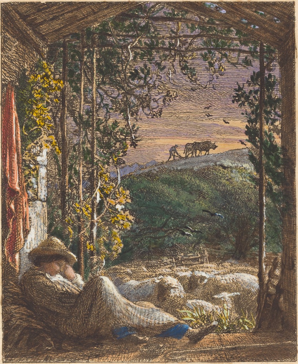 沉睡的牧羊人；清晨 作者 塞缪尔·帕尔默（Samuel Palmer）