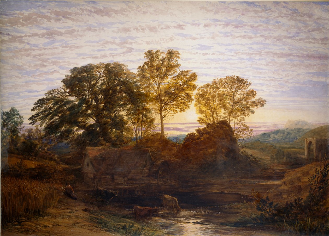 水磨坊，约1848-1849年 作者 塞缪尔·帕尔默（Samuel Palmer）
