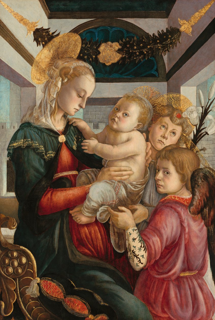 麦当娜和两个天使的孩子 作者 桑德罗·波提切利（Sandro Botticelli）