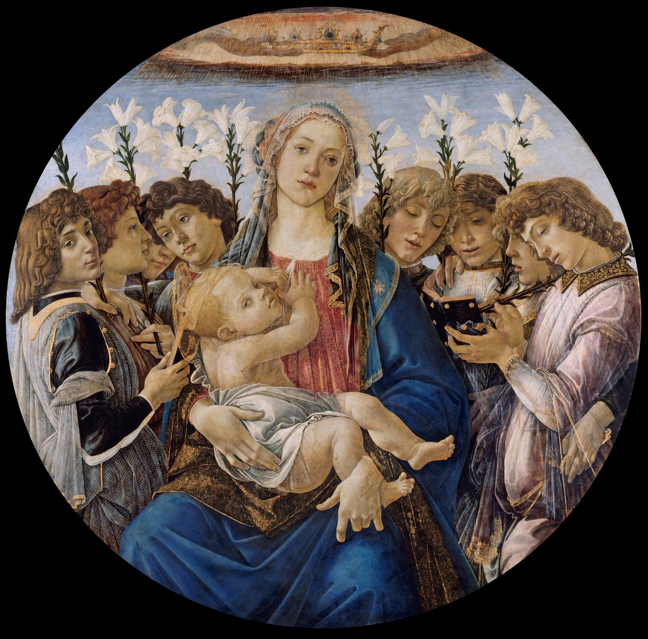 玛丽与孩子和歌唱天使 作者 桑德罗·波提切利（Sandro Botticelli）