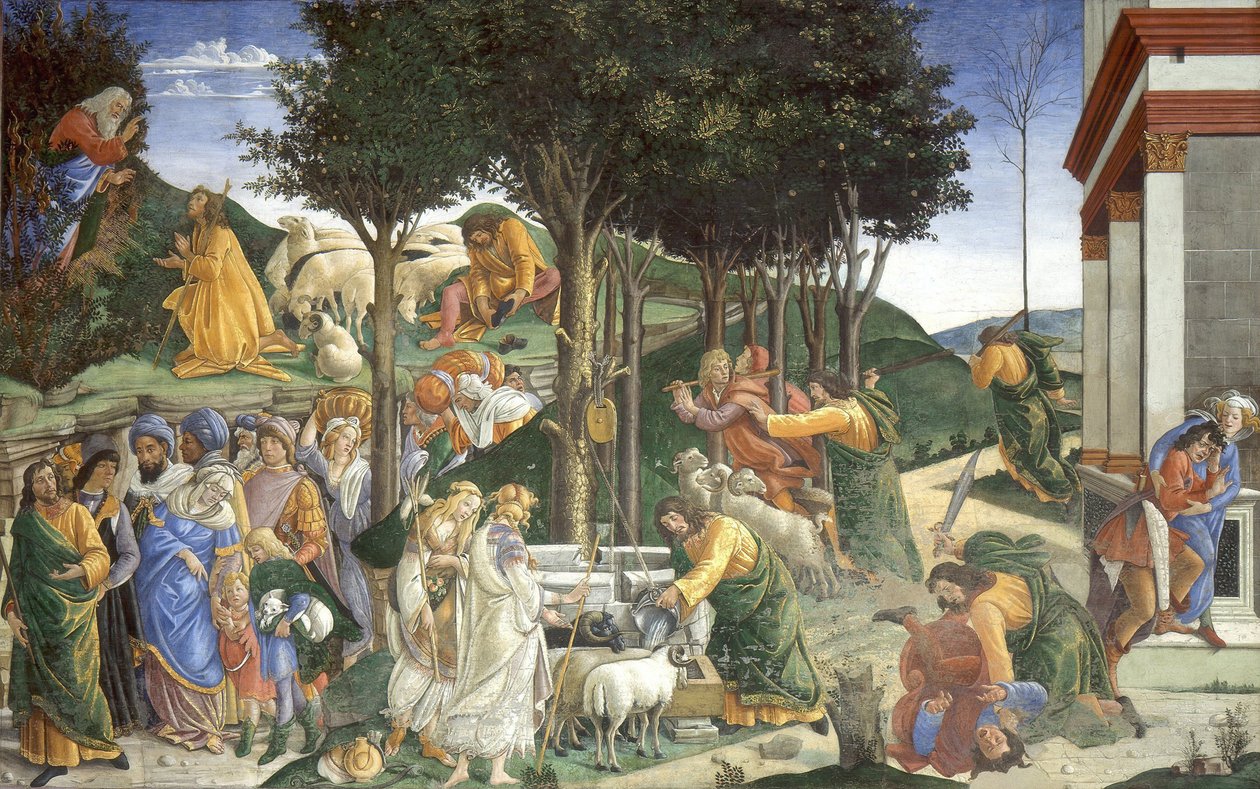 摩西生平场景，1481-1482年 作者 桑德罗·波提切利（Sandro Botticelli）