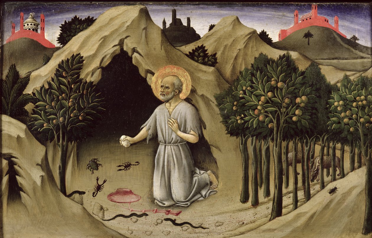 圣杰罗姆的忏悔，1444年 作者 Sano di Pietro
