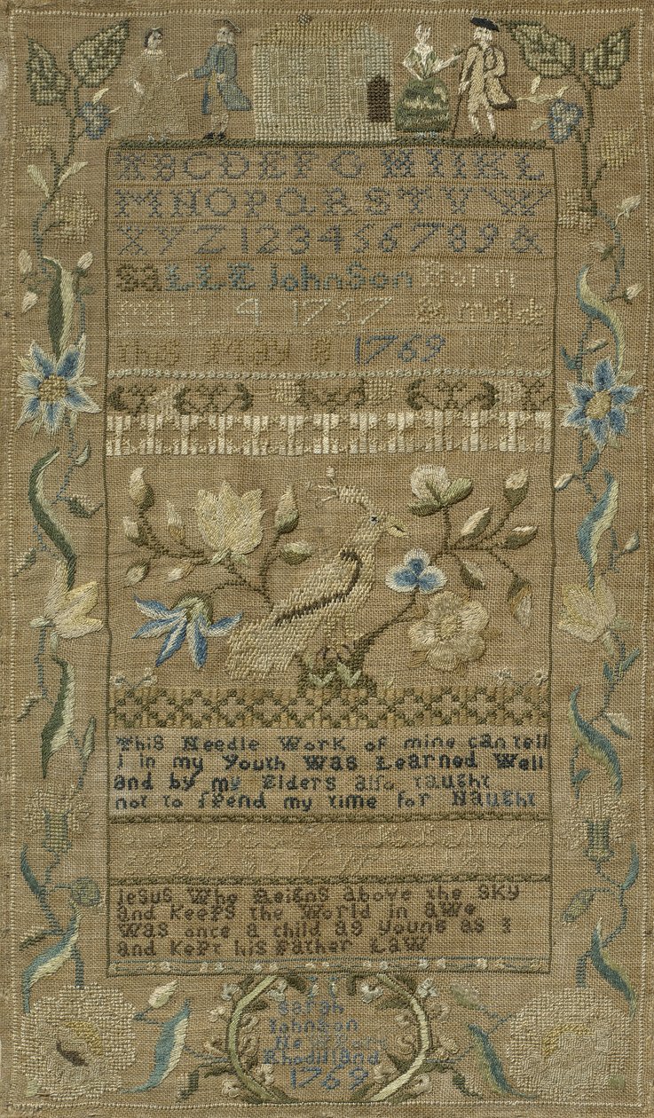 采样器，1769（亚麻丝绸） 作者 莎拉·约翰逊（Sarah Johnson）