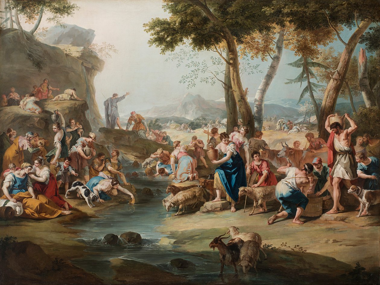 摩西敲击岩石。 作者 塞巴斯蒂亚诺·里奇（Sebastiano Ricci）