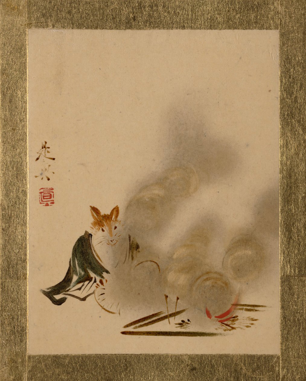 狐狸的神秘之火。 作者 Shibata Zeshin