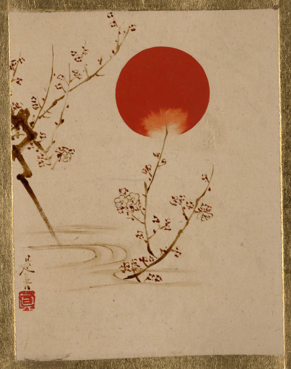 太阳和梅花的分支。 作者 Shibata Zeshin