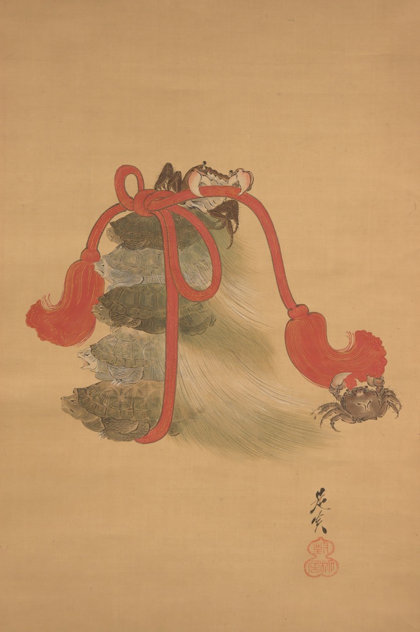 乌龟和螃蟹，十九世纪。 作者 Shibata Zeshin