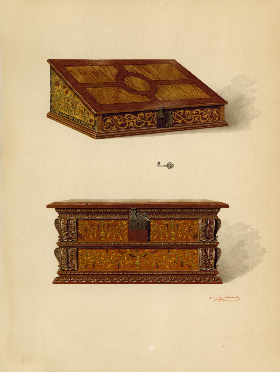 Oak Inlaid Box，Edward Quilter的财产; Oak Inlaid Box，Edward Quilter（chromolitho）的财产 作者 雪莉·查尔斯·莱韦林·斯洛科姆