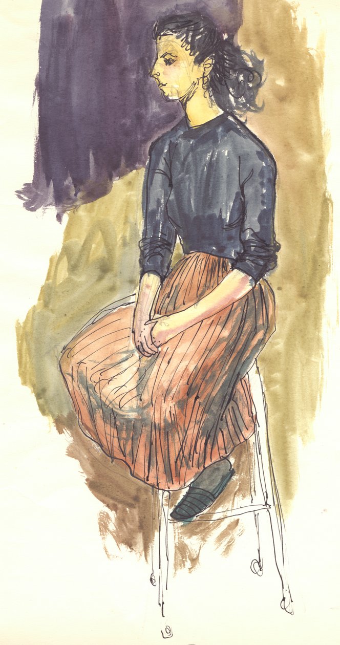坐着的女人，约1950年。 作者 雪莉·马卡姆