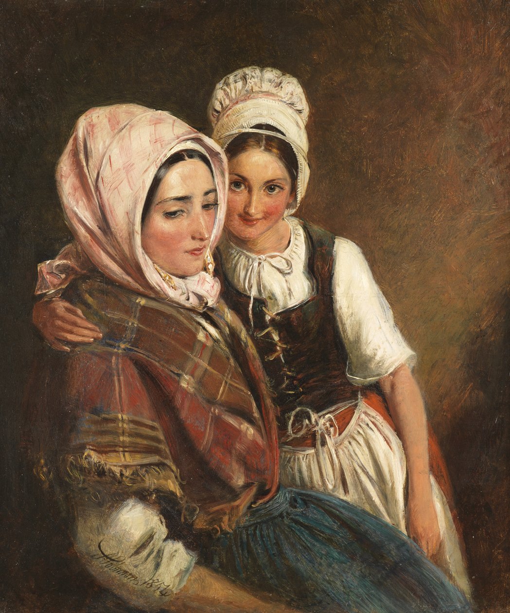 母亲和女儿，1854年 作者 西蒙·所罗门