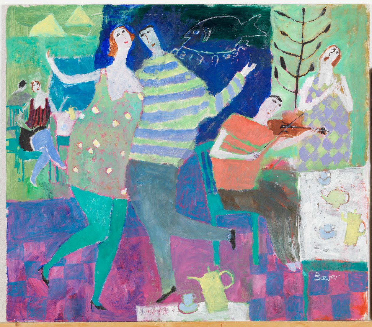 提琴手在绿色，2000年 作者 苏珊·鲍尔（Susan Bower）