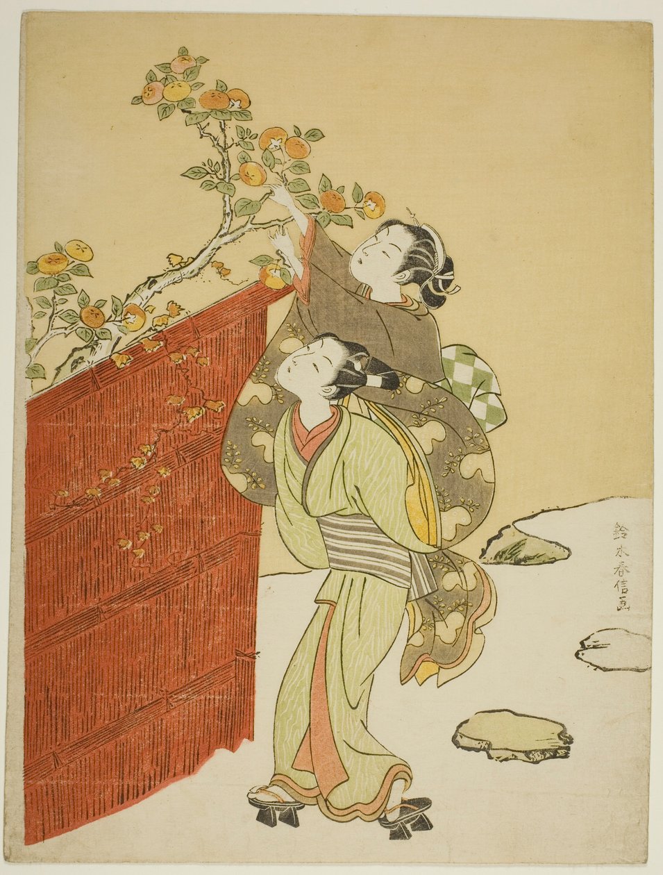 摘柿子 作者 铃木春信