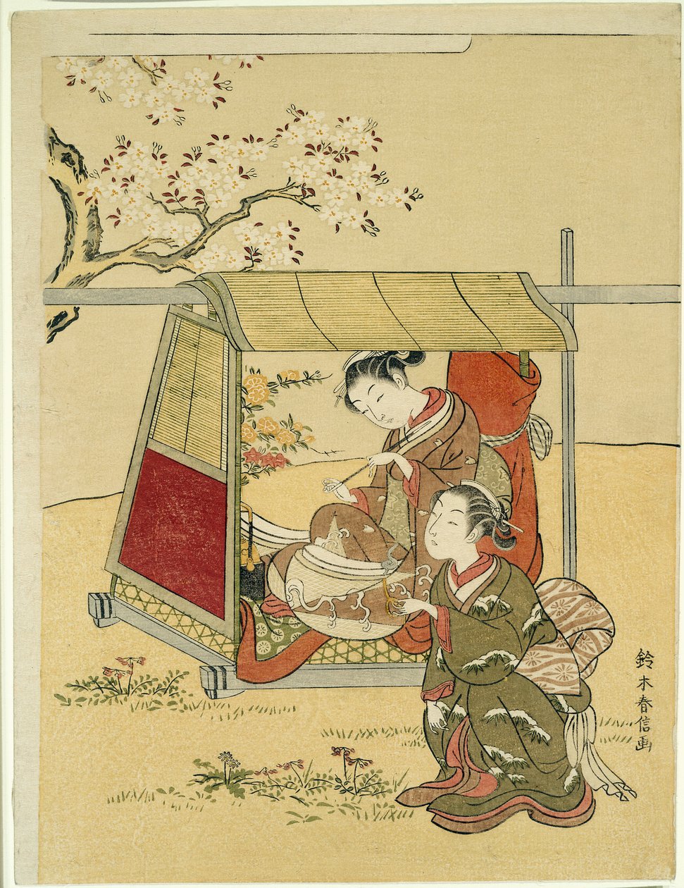 樱花下的轿子 作者 铃木春信