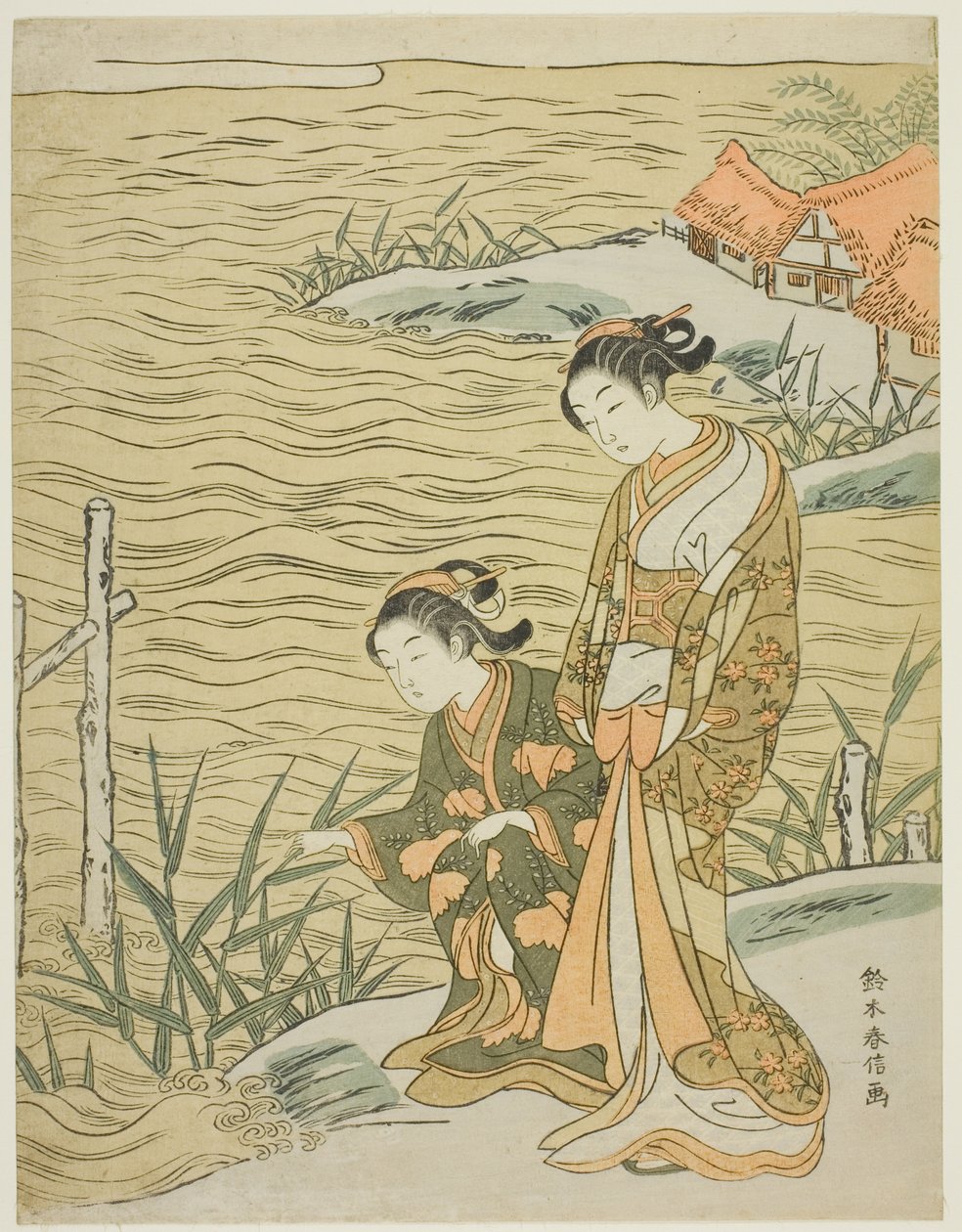 水边的两个女人 作者 铃木春信