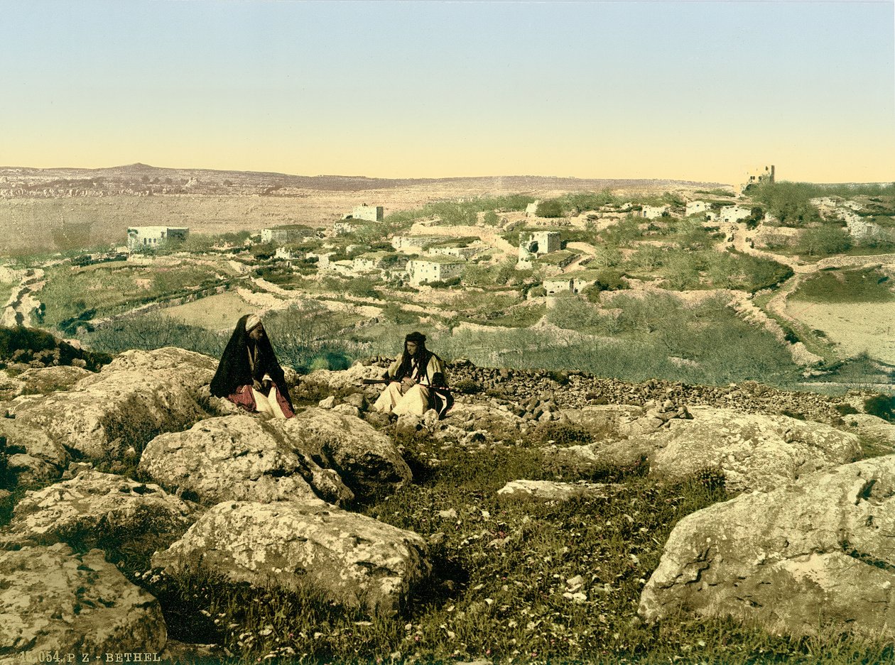 Beitin（Bethel）的一般观点，c.1880-1900（photochrom） 作者 瑞士摄影师