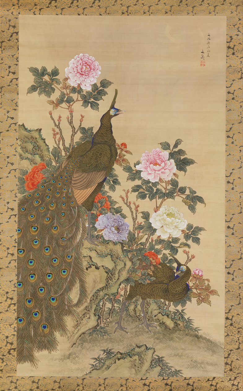 孔雀和牡丹，1820年。 作者 塔尼文乔