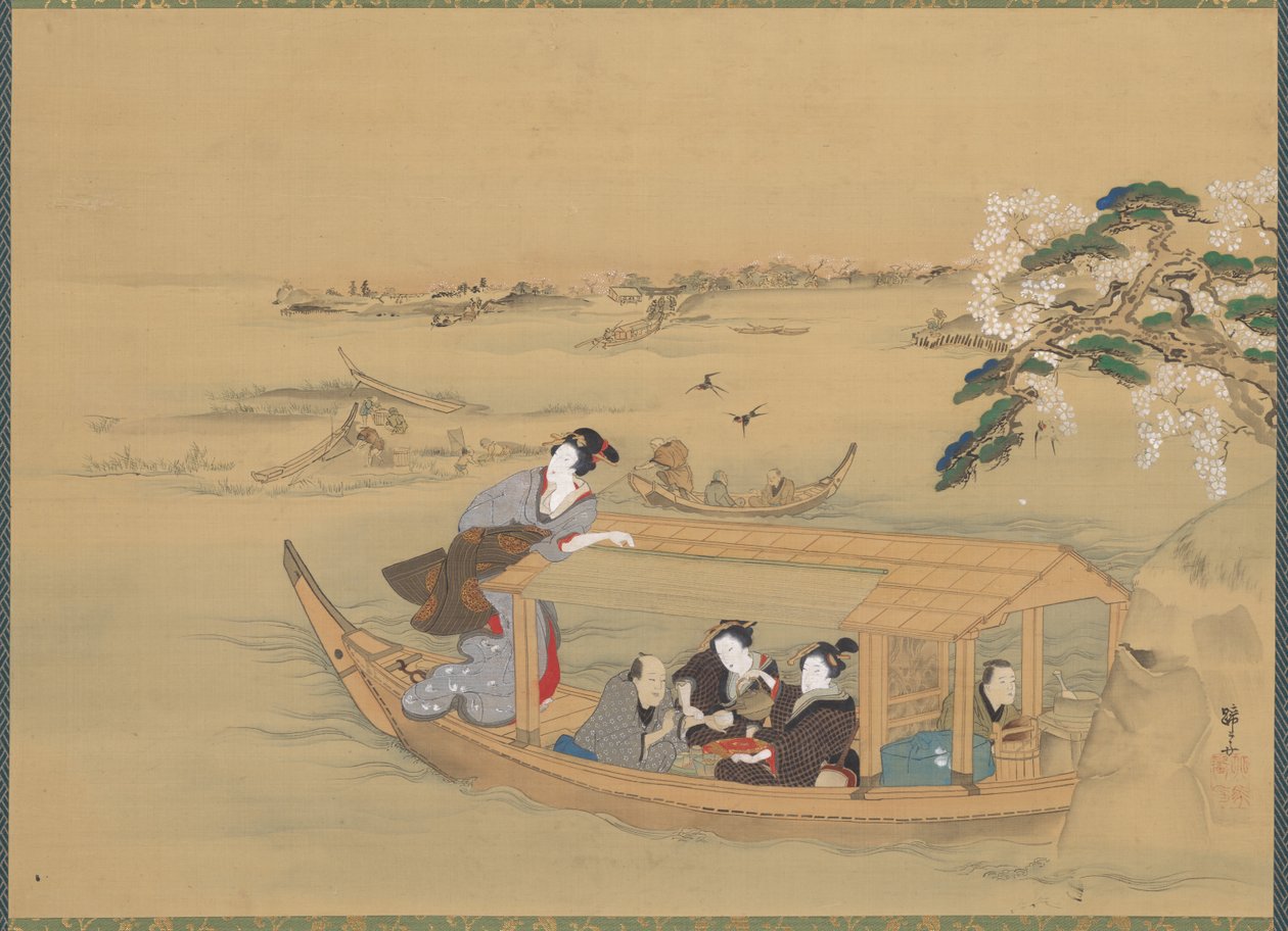 隅田川上的游船 作者 Teisai Hokuba