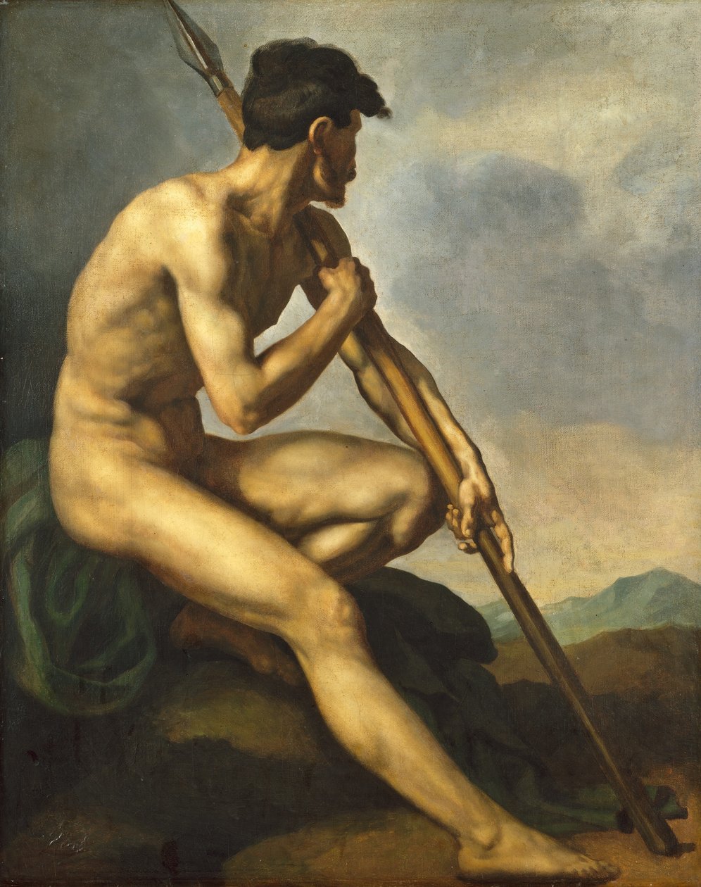 拿着长矛的裸体战士 作者 西奥多·杰里科（Theodore Gericault）