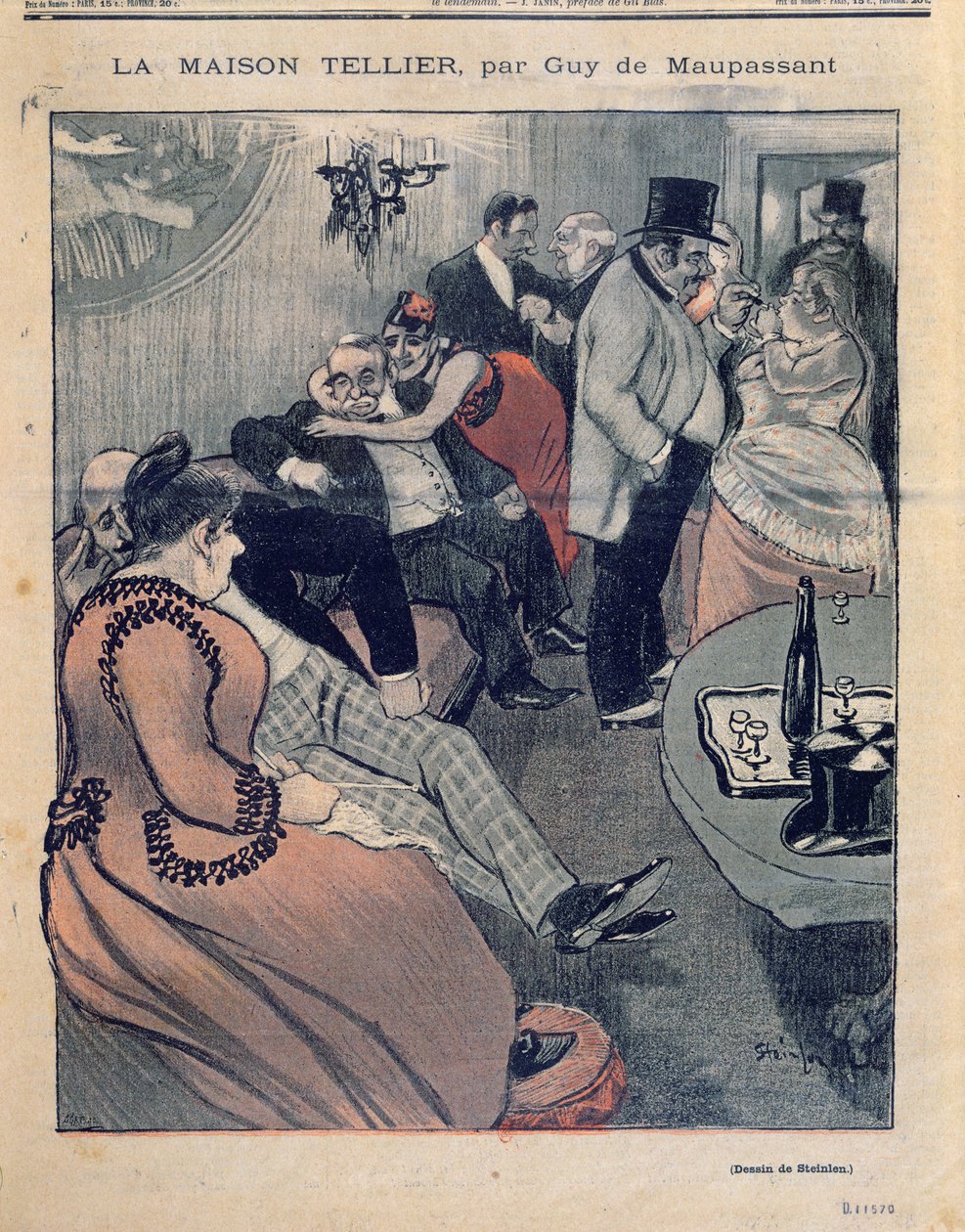 Guy de Maupassant（1850-93）的&39;La Maison Tellier&39;插图，&39;Gil Blas&39;的封面，1892年10月9日（详情）（另见199745） 作者 西奥菲勒·亚历山大·斯坦伦