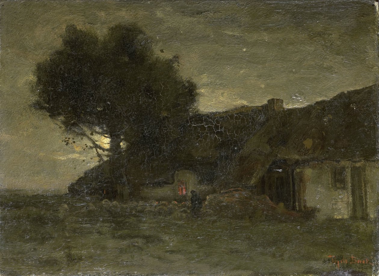夜幕下的羊圈 作者 西奥菲·德·博克（Theophile de Bock）