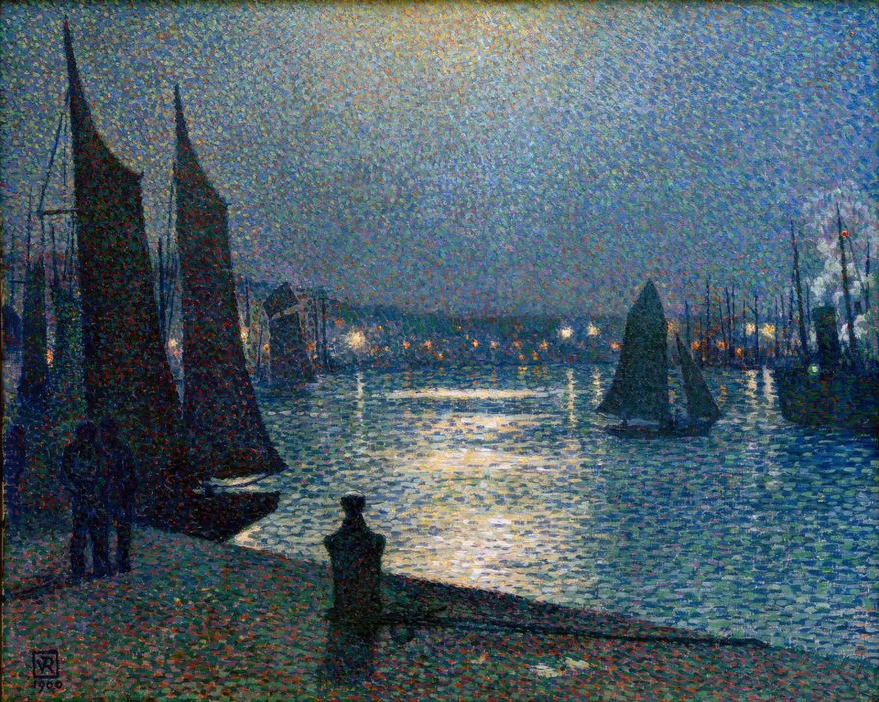 Th。V. Rysselberghe，布洛涅的月夜 作者 范·雷塞尔伯格（Théovan Rysselberghe）