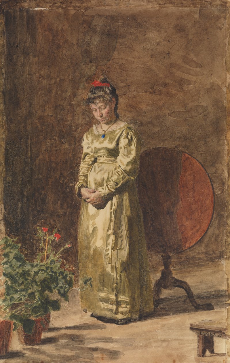 冥想的少女，1877年。 作者 托马斯·埃金斯