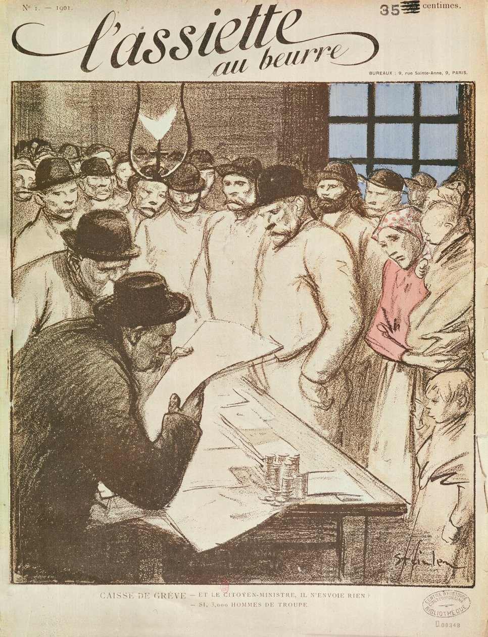 问题没有。 1月（4月4日），CaissedeGrève，1901（石版画） 作者 西奥菲勒·亚历山大·斯坦伦