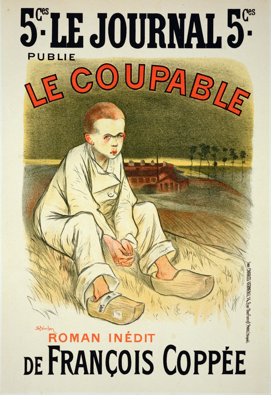 由Francois Coppee撰写的宣传小说“Le Coupable”的海报的复制品，发表于1896年的“Le Journal” 作者 西奥菲勒·亚历山大·斯坦伦