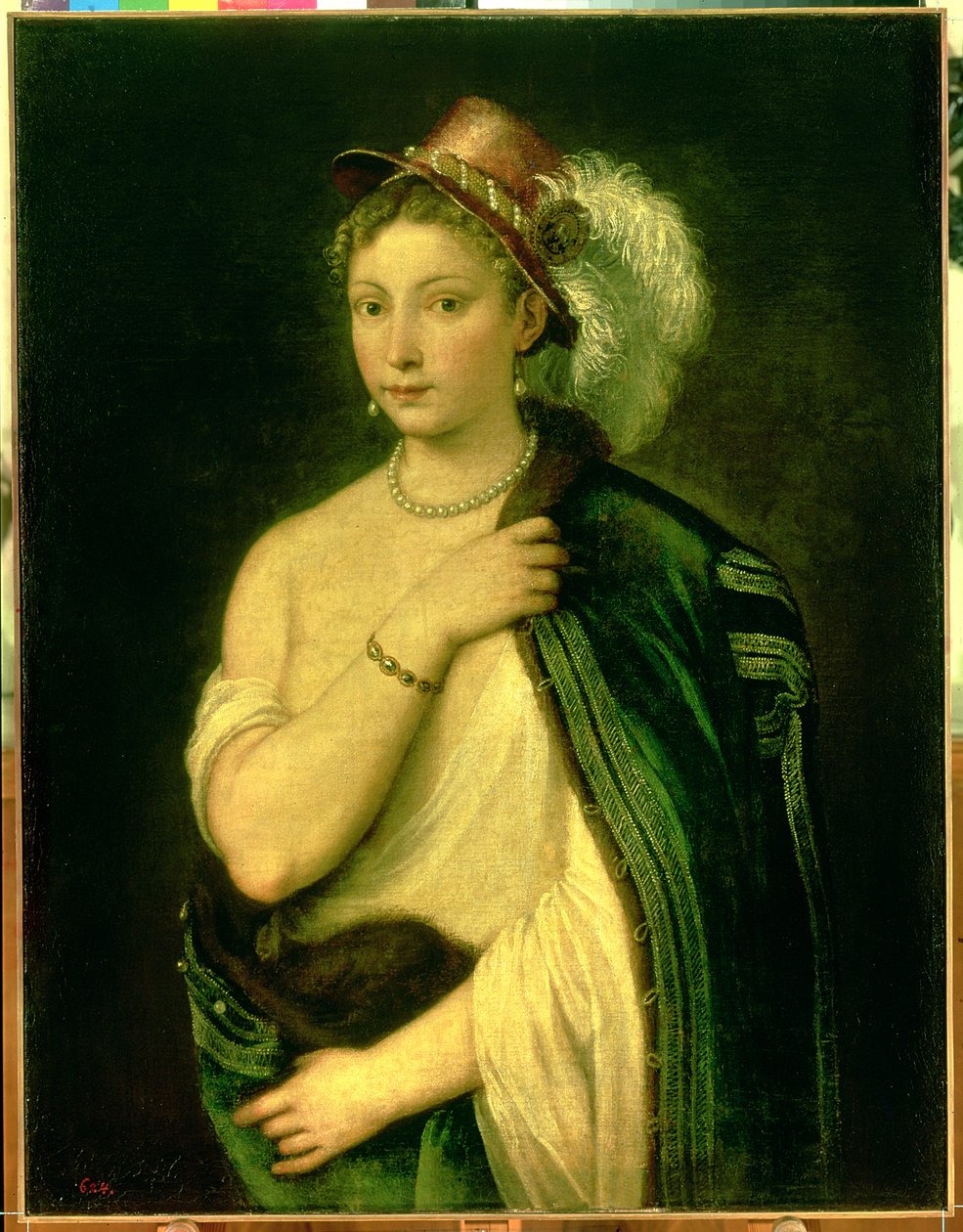 女性肖像，c.1536 作者 蒂齐亚诺·韦切利（Tiziano Vecelli）