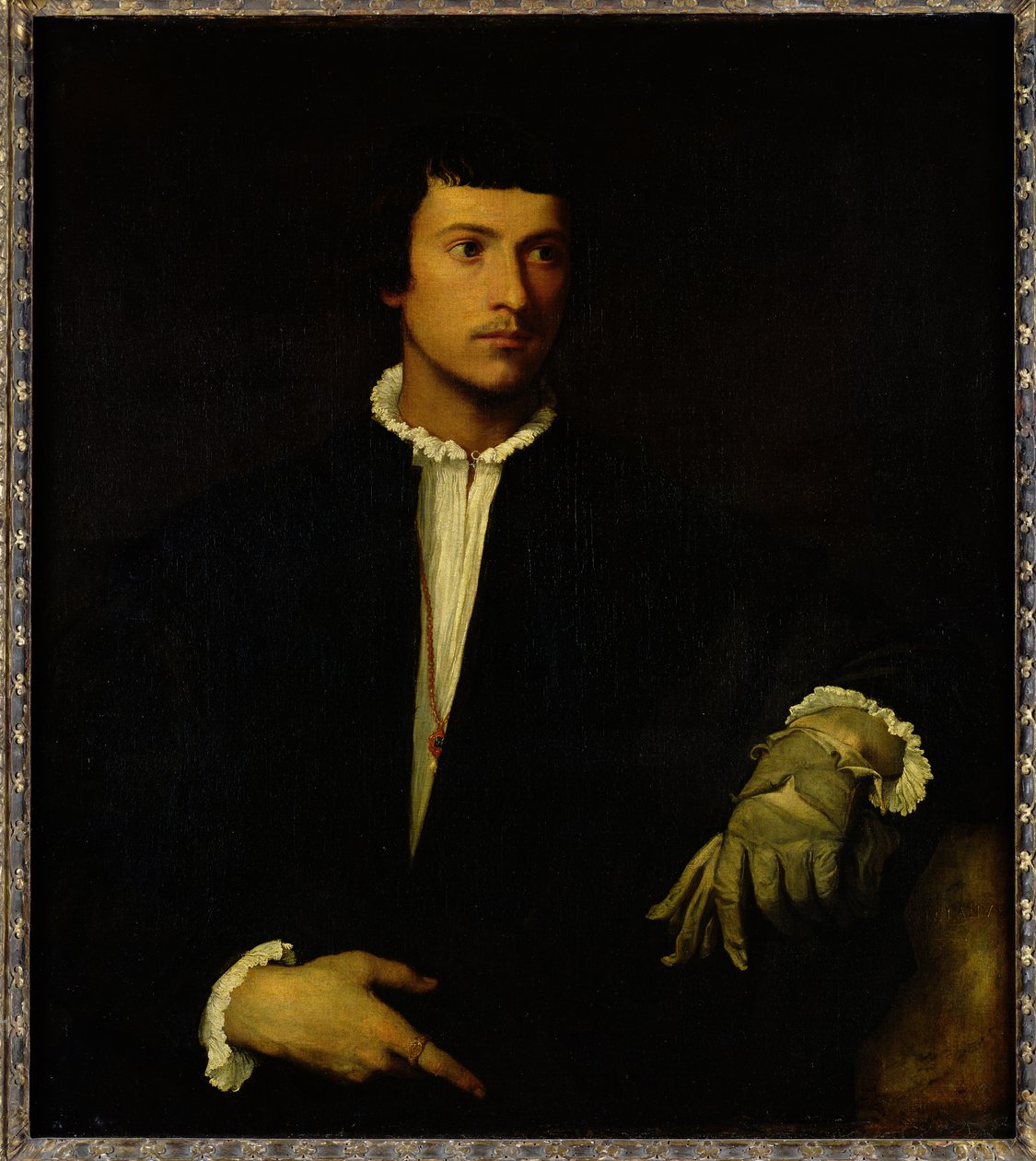 男子手套，1520年 作者 蒂齐亚诺·韦切利（Tiziano Vecelli）