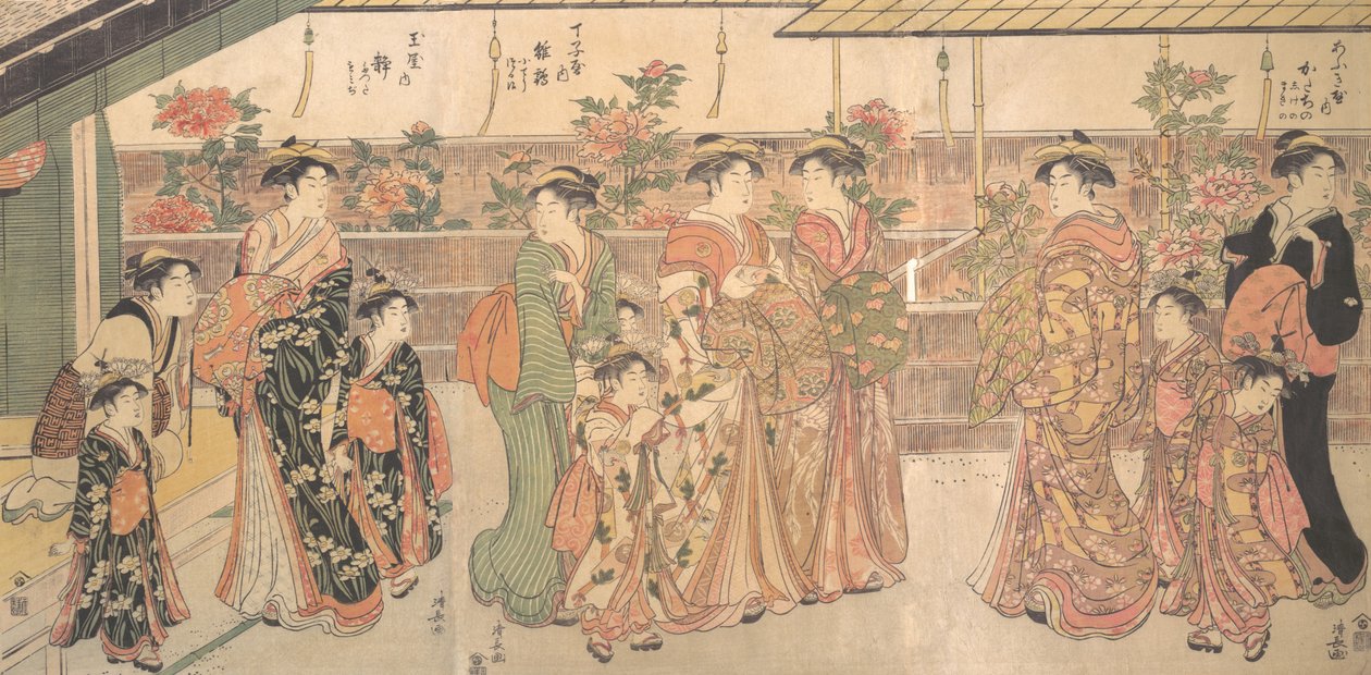 牡丹展，约1790年。 作者 永永鸟居