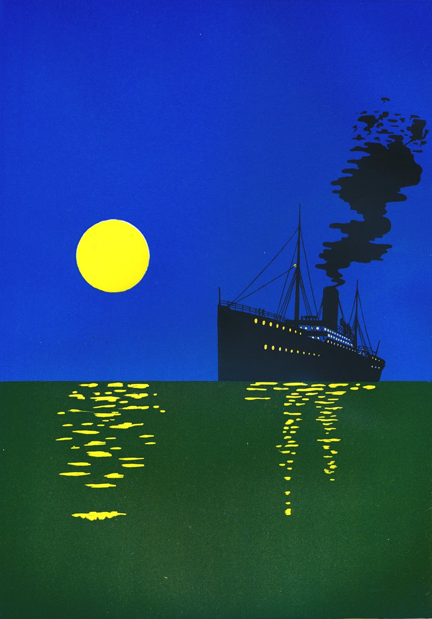 1909年，海上有太阳的游轮。 作者 不明