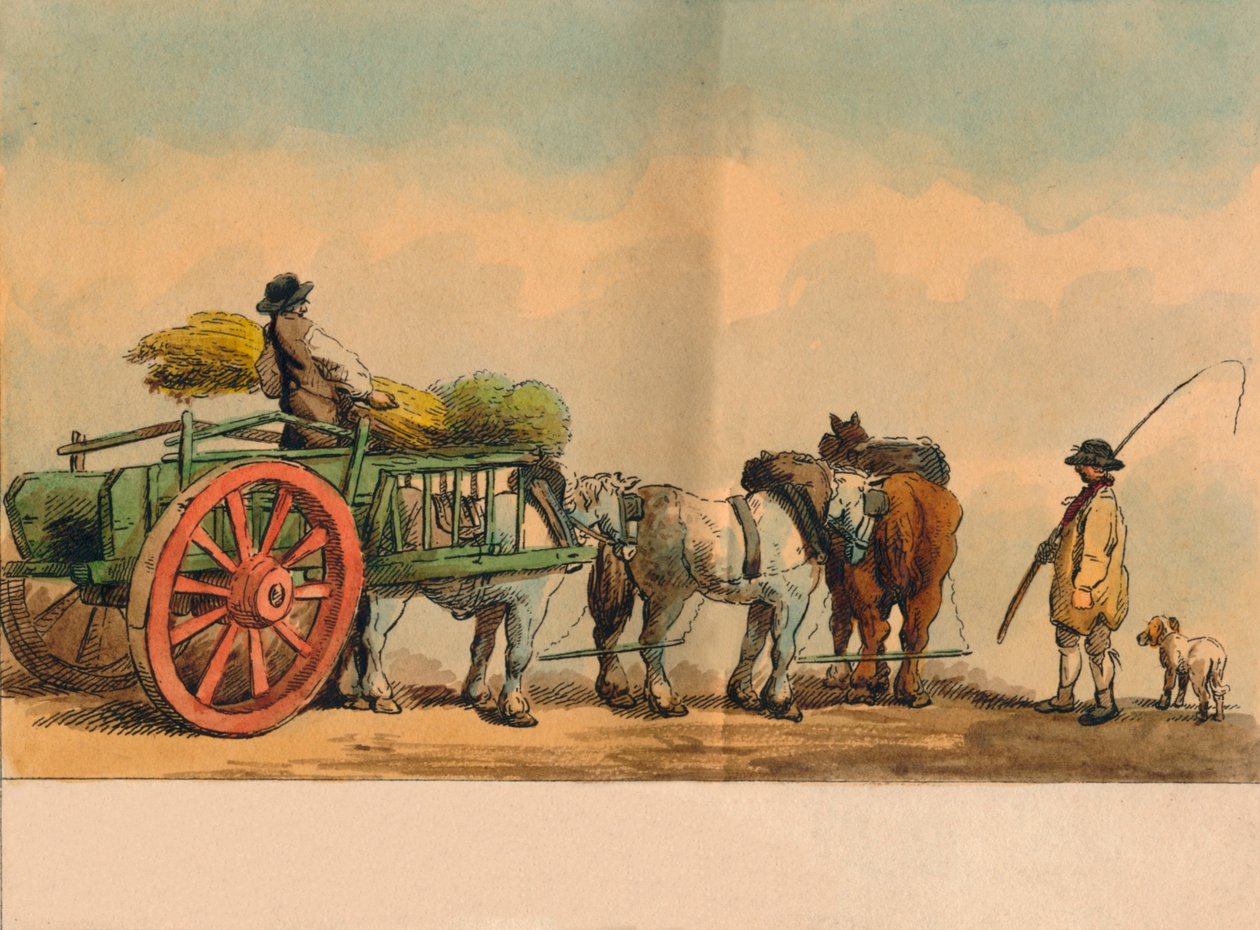 农场工人和手推车，1797年。 作者 不明