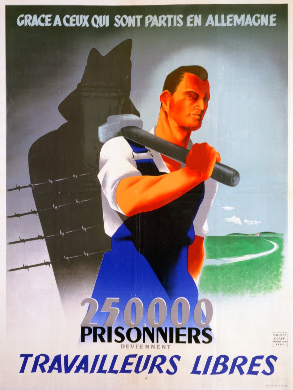 1943年为德国而作的法国工人海报 作者 不明