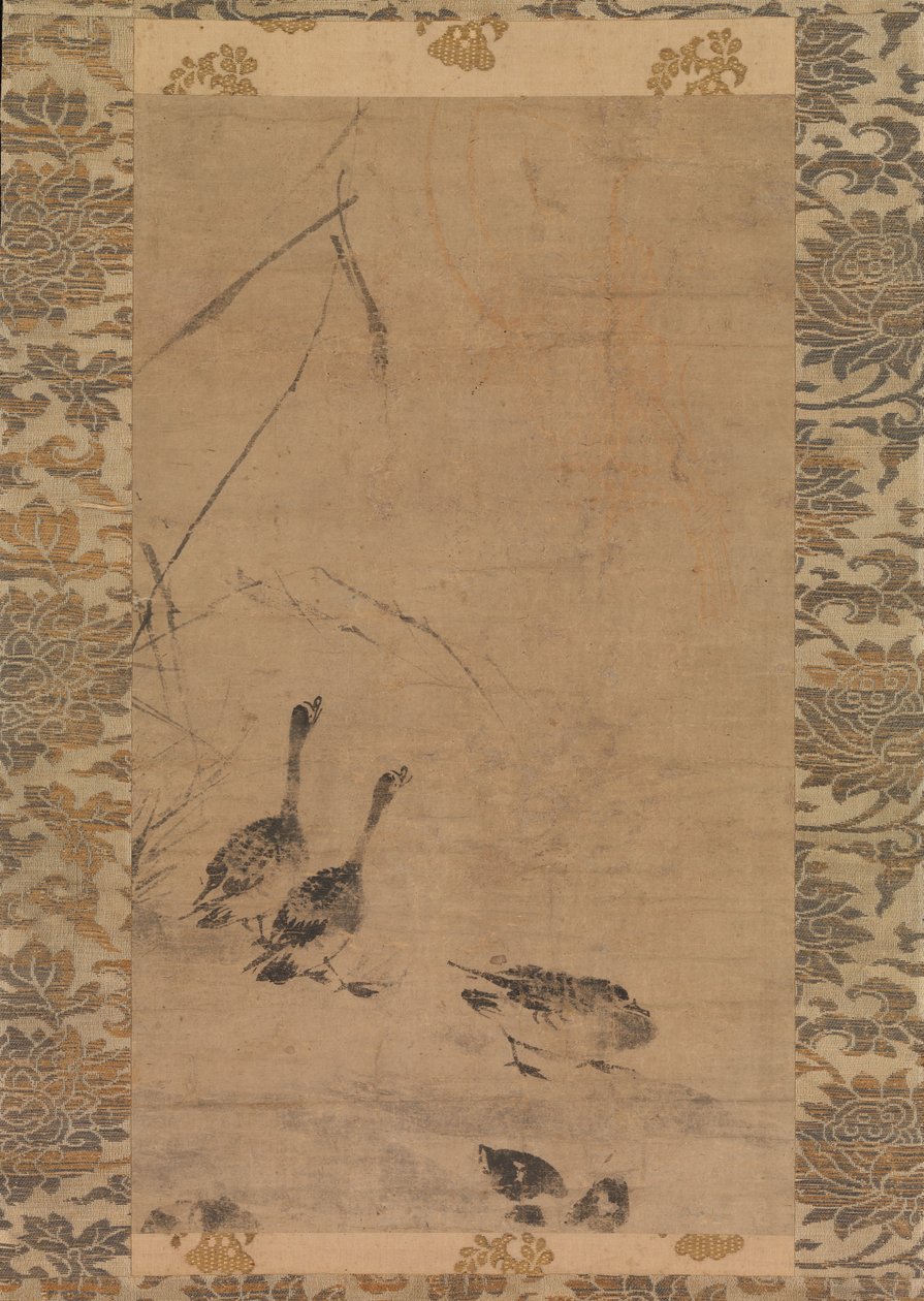 大雁和芦苇，14世纪末。 作者 不明