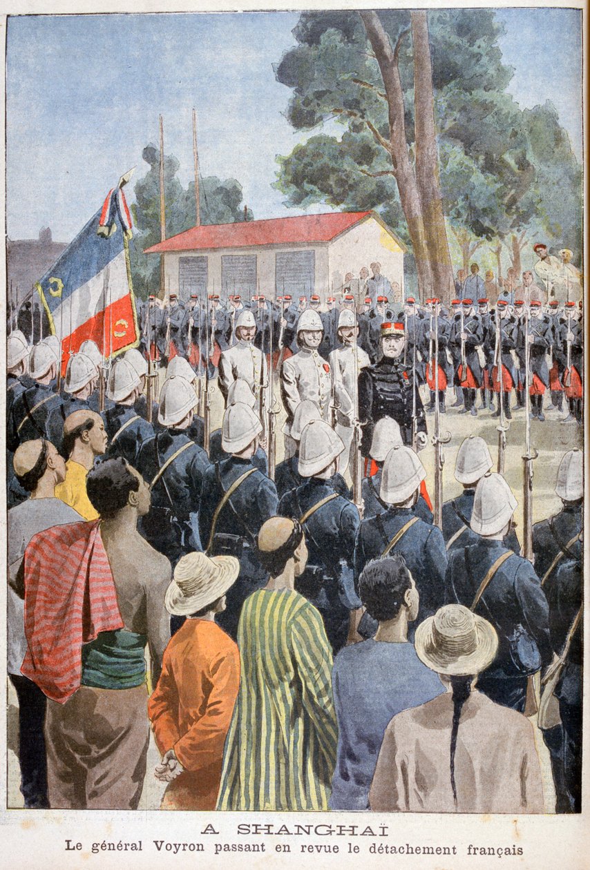 伏龙将军回顾法国军队，上海，1900年 作者 不明