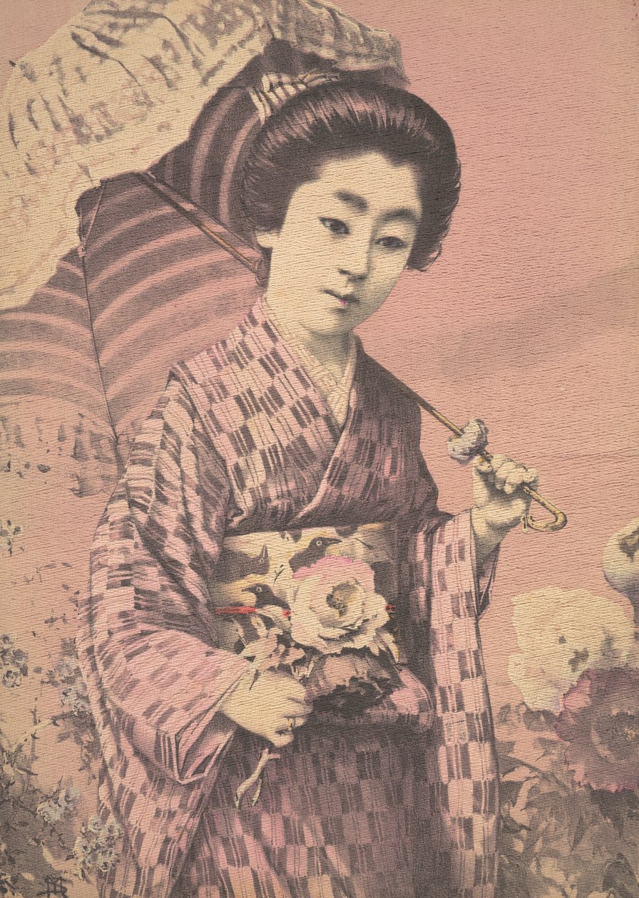 扛着遮阳伞的女孩，约1900年 作者 不明