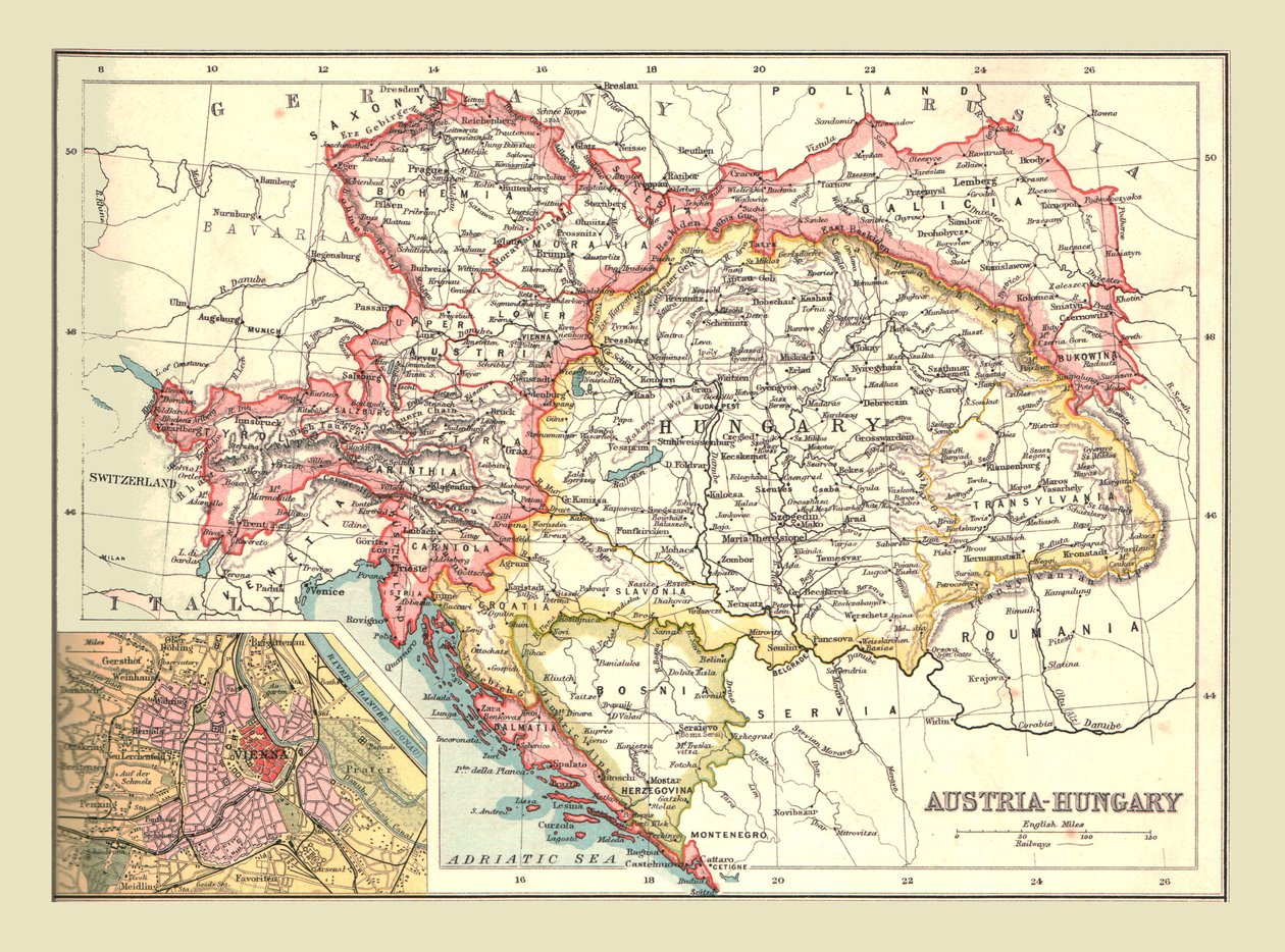 奥匈帝国地图，1902年。 作者 不明
